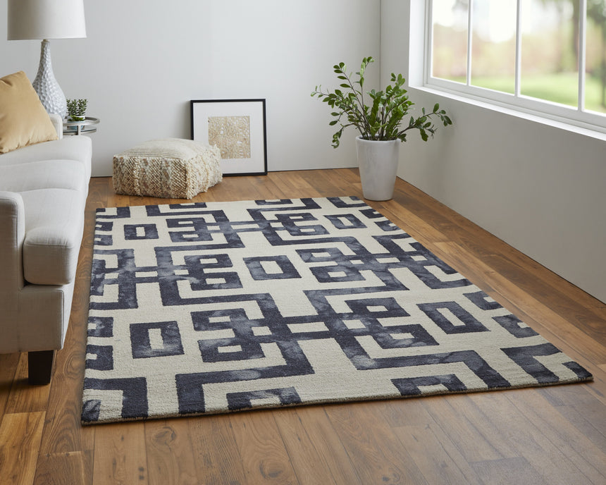 Feizy Lorrain Modern Geometric - Ivory/Black Area Rug