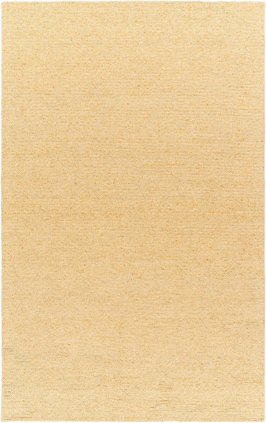 Close-up of the Alyra Yellow Solid Area Rug showing its hand-woven texture and subtle color variations. Design-Rectangle-576