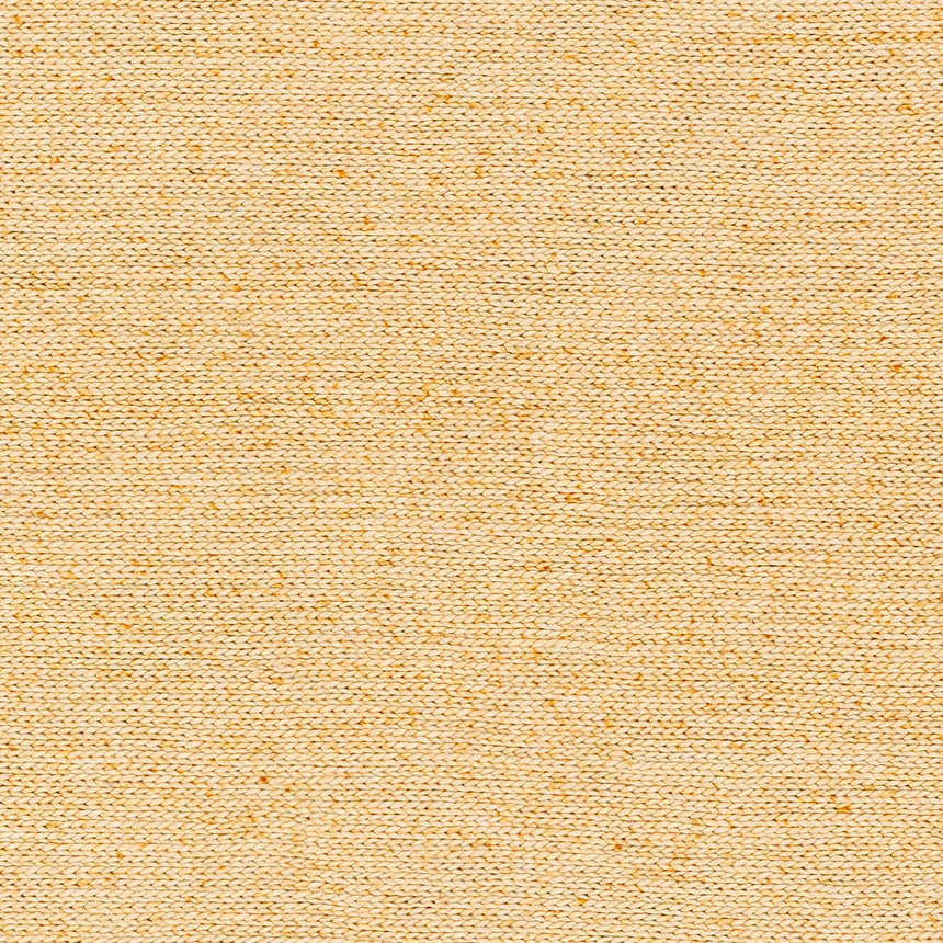 Close-up of the hand-woven Alyra Yellow Solid Area Rug. Texture of the recycled PET yarn and wool rug in light beige and nutmeg. Swatch