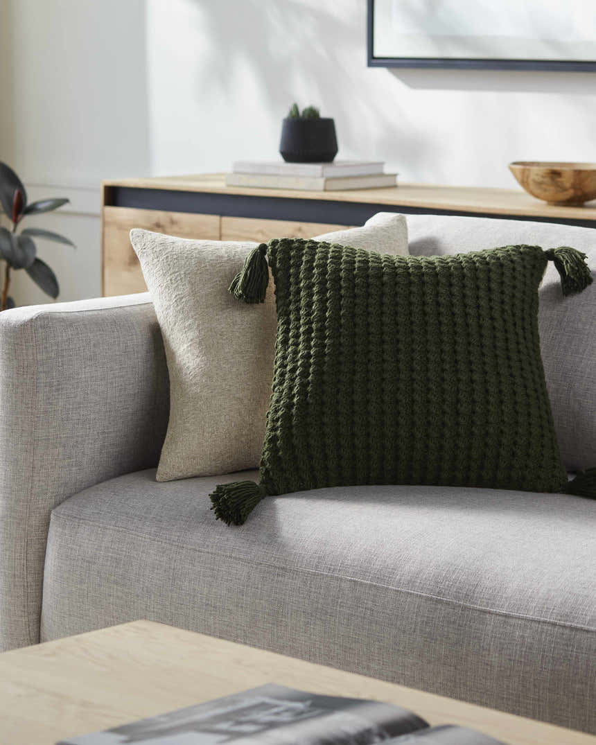 Litzy Dark Green Throw Pillow