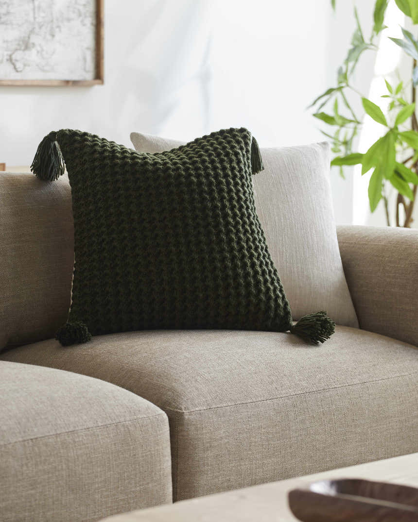 Litzy Dark Green Throw Pillow