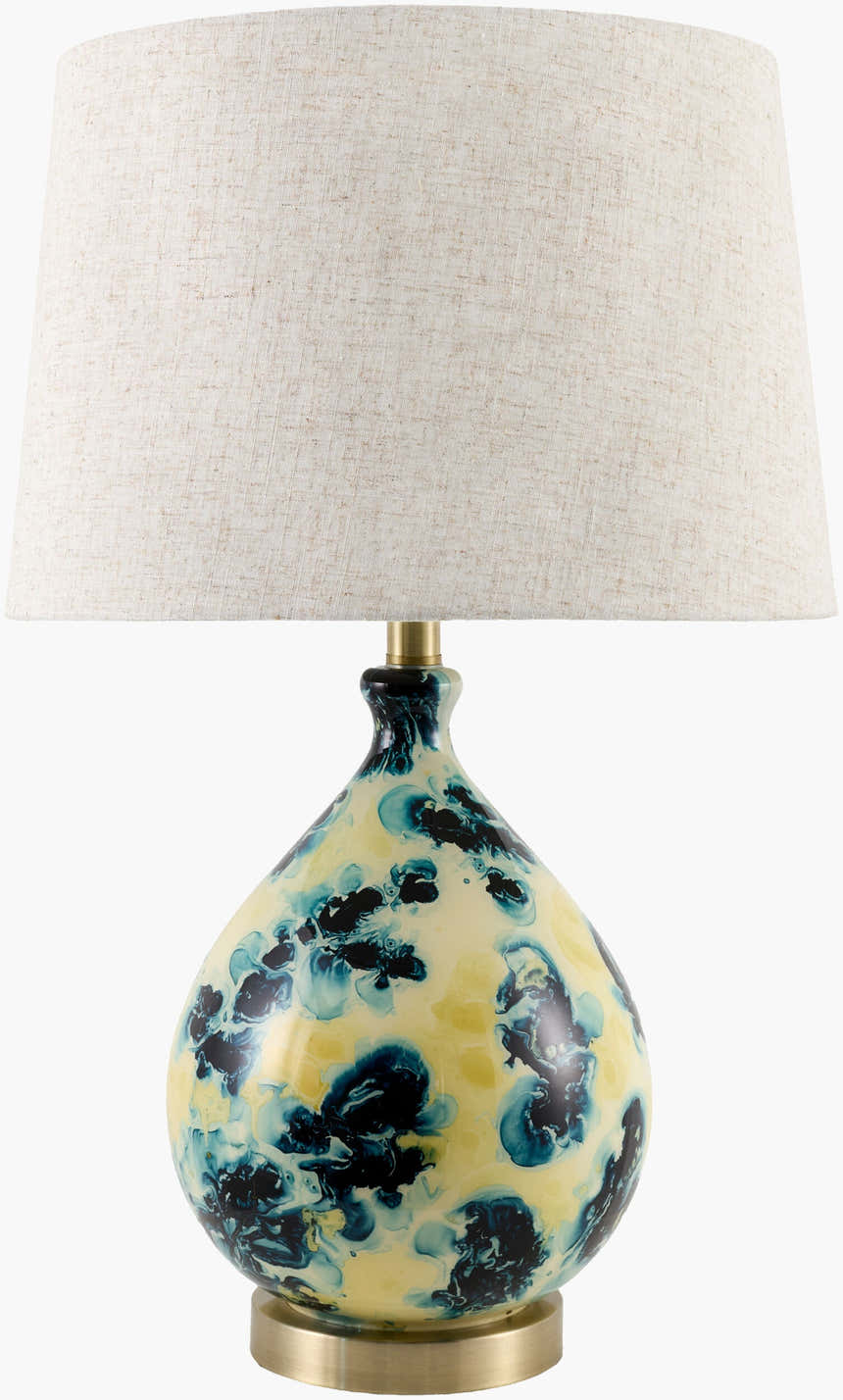 Metallic - Brass Traditional Table Lamp with linen details for bedside or console tables