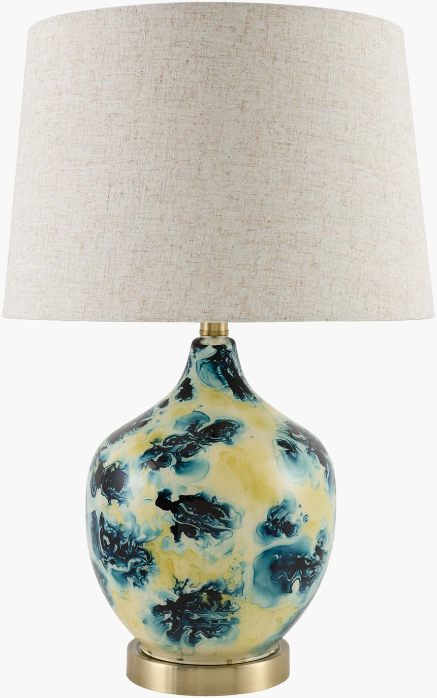 Soft Deep Teal Traditional Table Lamp with linen details for bedside or console tables