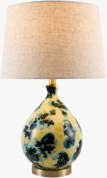 Metallic - Brass Traditional Table Lamp with linen details for bedside or console tables