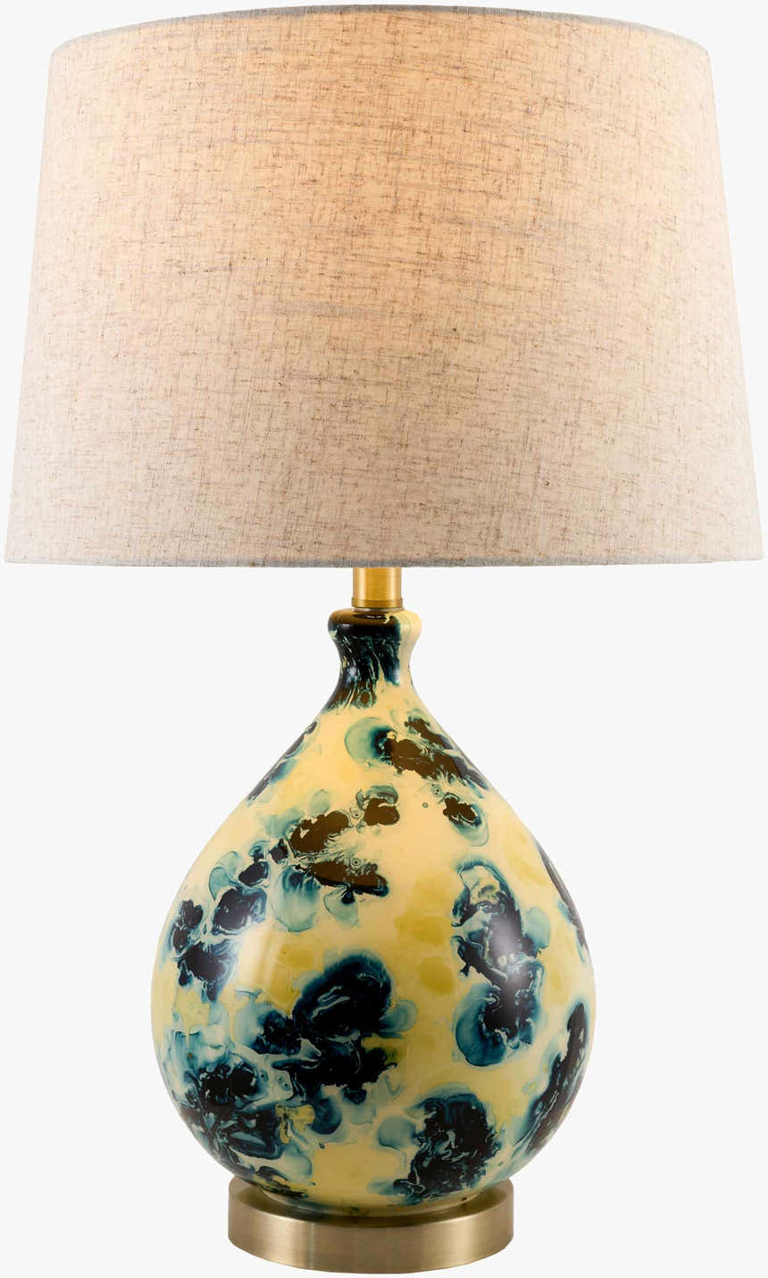 Metallic - Brass Traditional Table Lamp with linen details for bedside or console tables