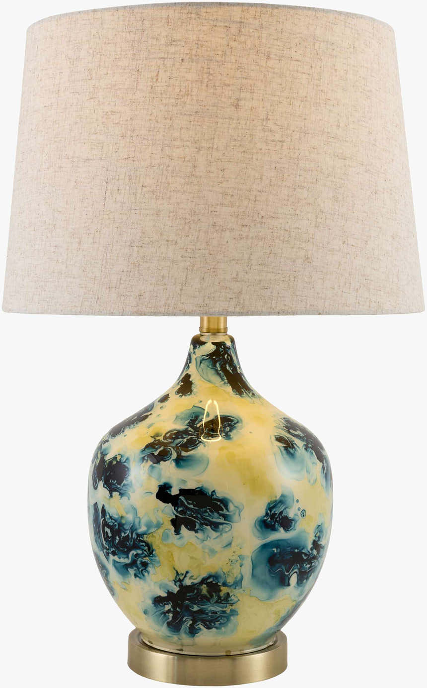 Soft Deep Teal Traditional Table Lamp with linen details for bedside or console tables