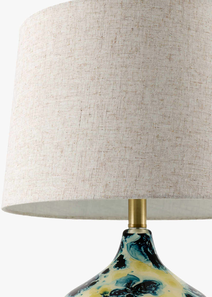 Soft Deep Teal Traditional Table Lamp with linen details for bedside or console tables