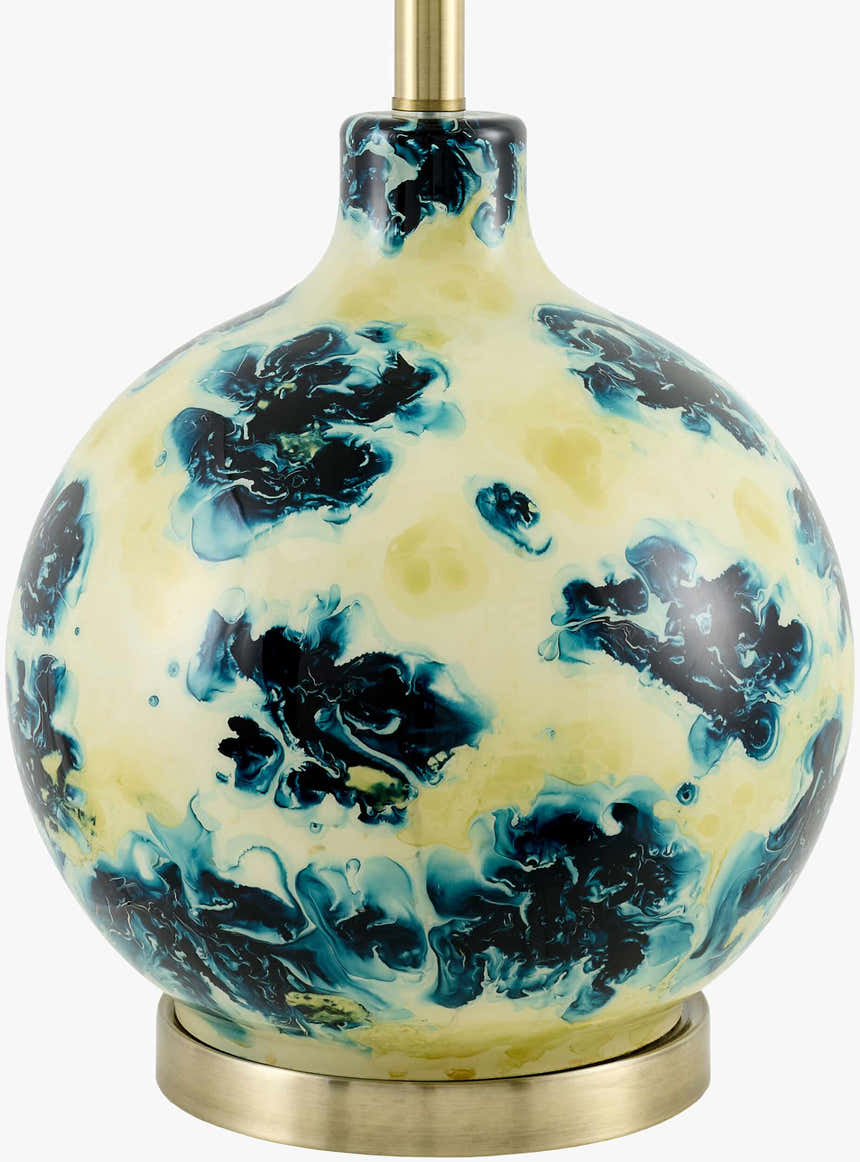 Warm Deep Teal Traditional Table Lamp with linen details for bedside or console tables