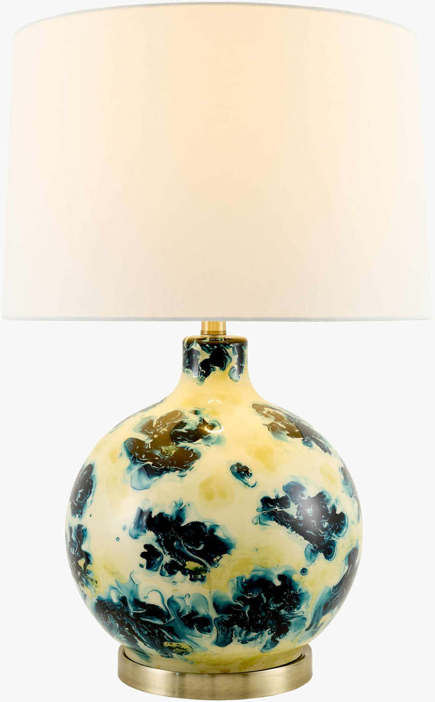 Warm Deep Teal Traditional Table Lamp with linen details for bedside or console tables