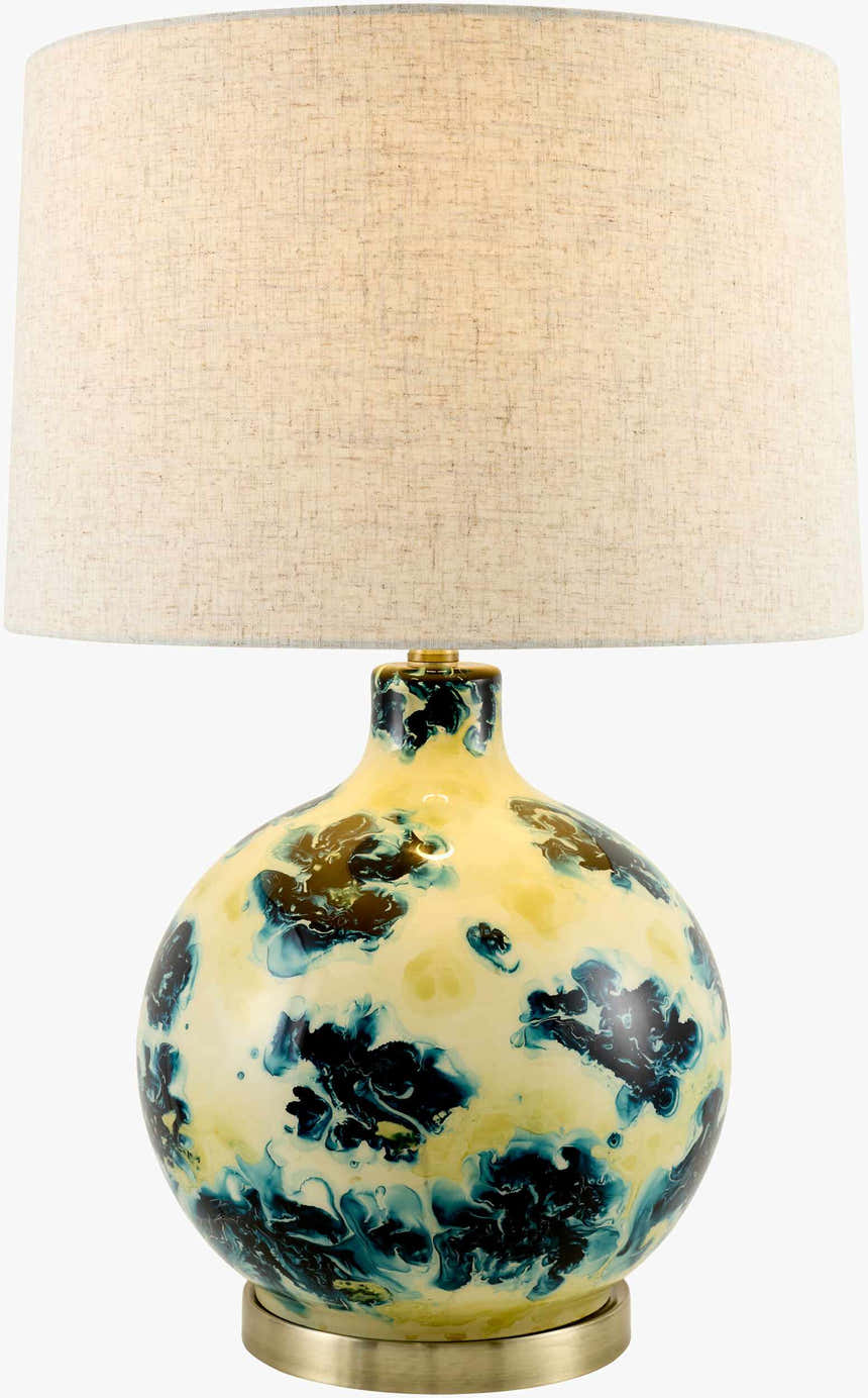 Cool Deep Teal Traditional Table Lamp with linen details for bedside or console tables