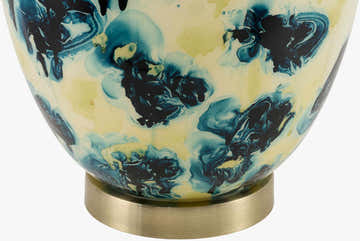 Marbled Yellow & Teal Ceramic Table Lamp
