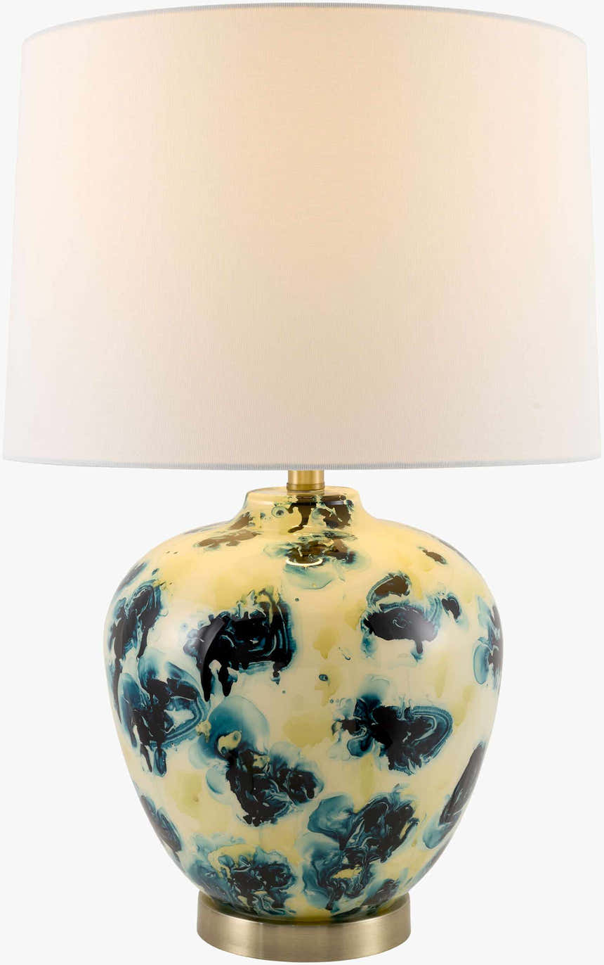 Marbled Yellow & Teal Ceramic Table Lamp