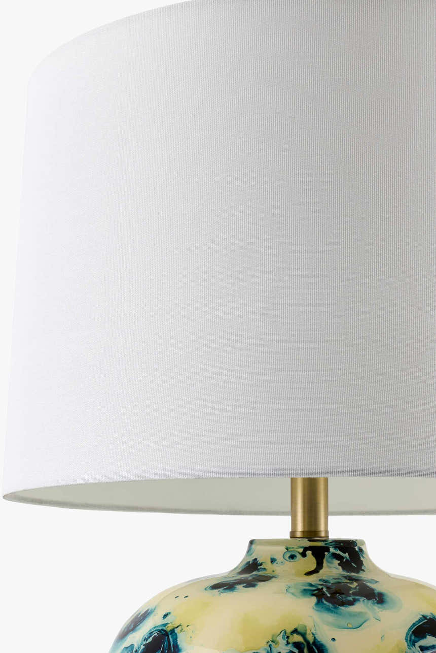 Marbled Yellow & Teal Ceramic Table Lamp