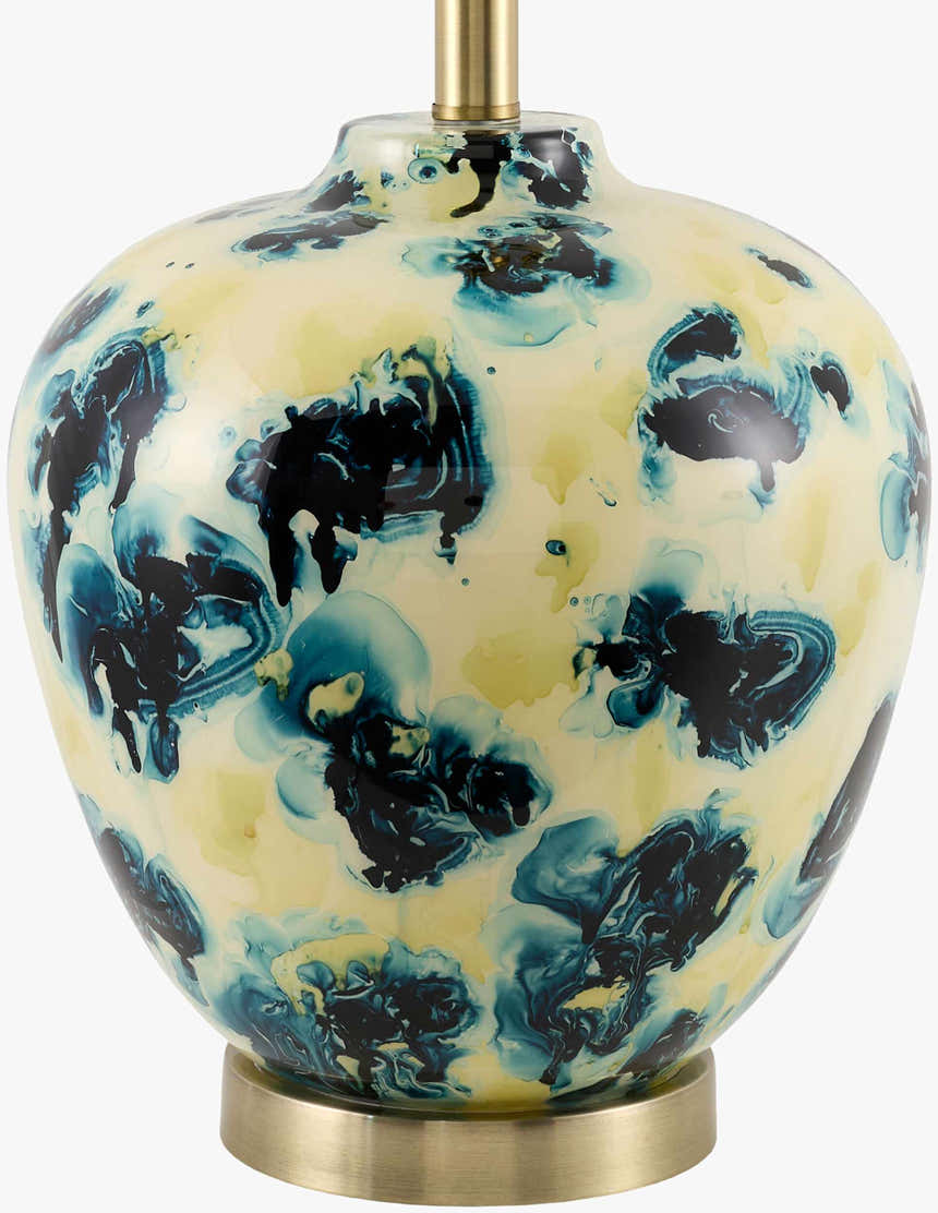 Bright Deep Teal Traditional Table Lamp with linen details for bedside or console tables