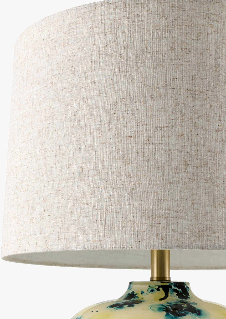 Bright Deep Teal Traditional Table Lamp with linen details for bedside or console tables