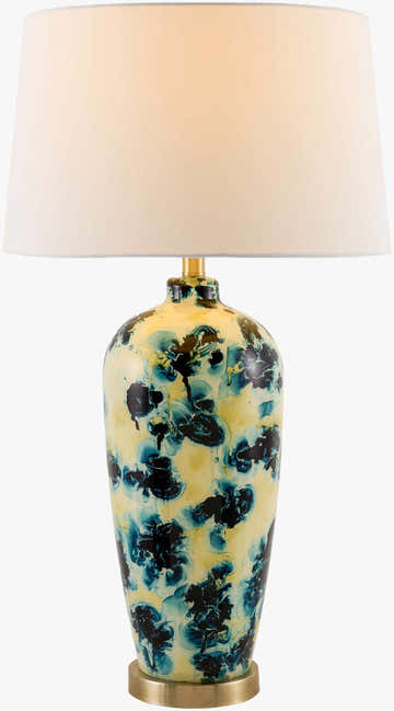 Deep Deep Teal Traditional Table Lamp with linen details for bedside or console tables