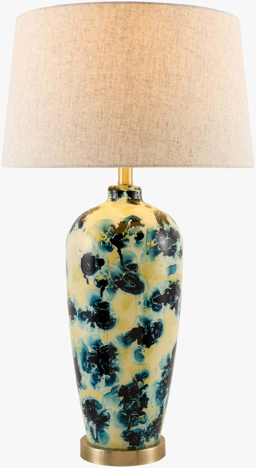 Rich Deep Teal Traditional Table Lamp with linen details for bedside or console tables