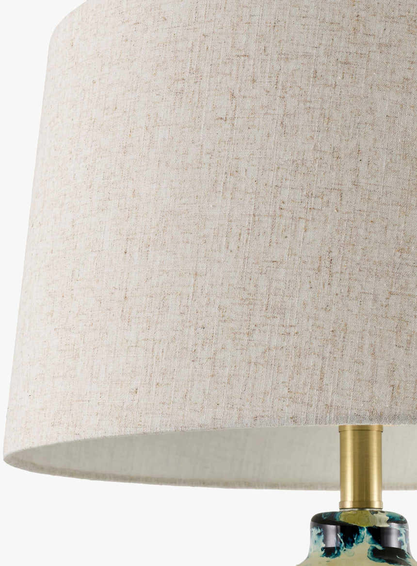 Rich Deep Teal Traditional Table Lamp with linen details for bedside or console tables