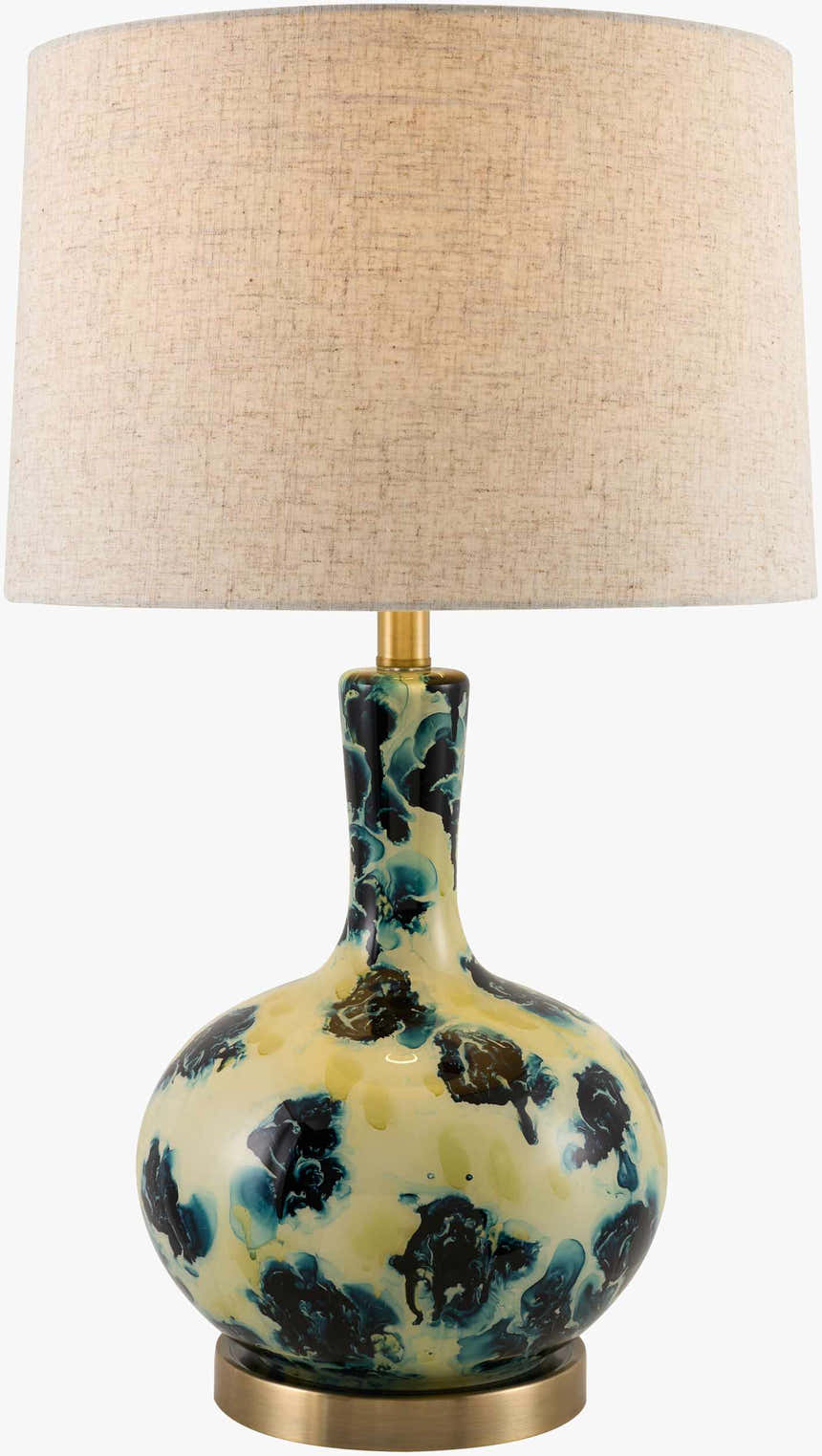 Peach Traditional Table Lamp with linen details for bedside or console tables