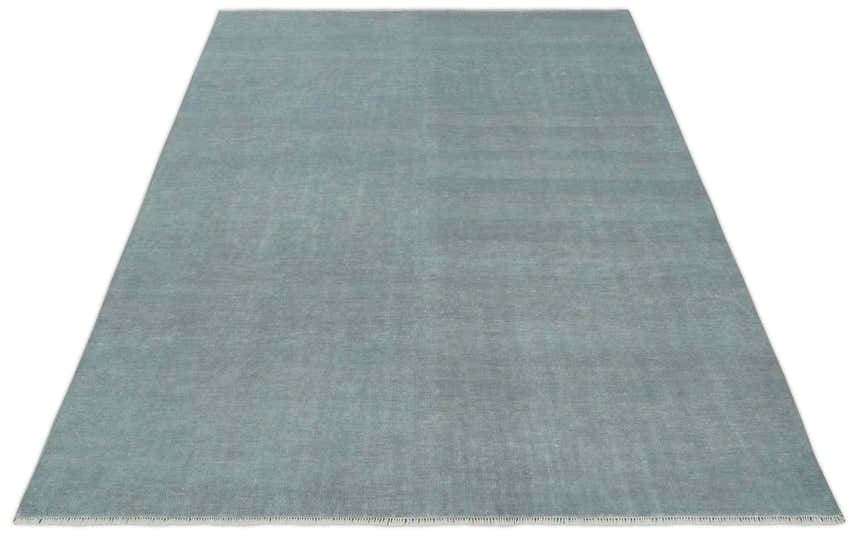 Solid Gray Hand knotted Modern look Custom Made wool Area Rug