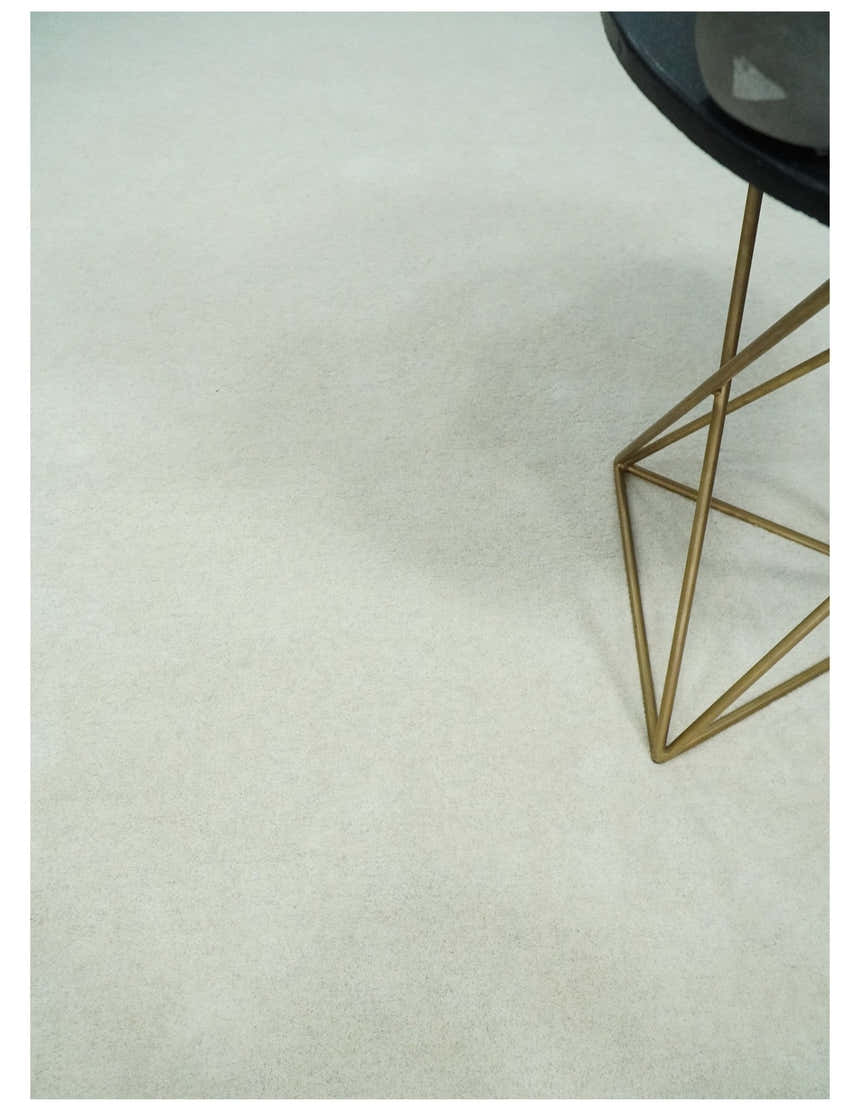 Custom Made Modern Solid Ivory Hand Tufted Wool Rug