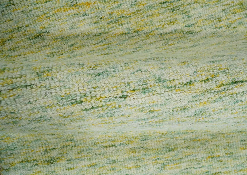 Custom Made Solid Green And Ivory Hand Tufted Natural Wool Area Rug