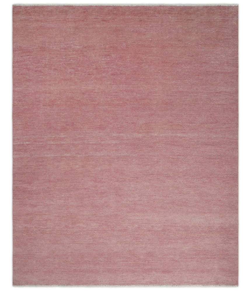 Solid Pink Custom Made Modern Contemporary Hand knotted wool Area Rug