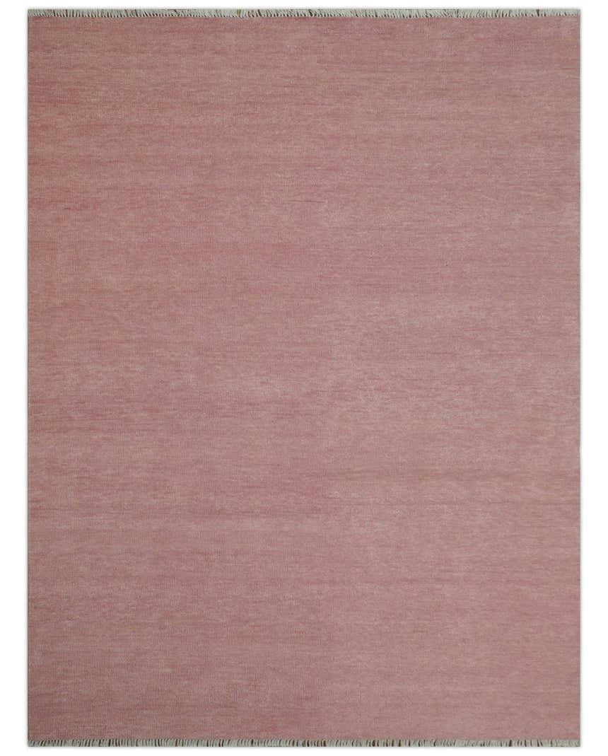 Solid Pink Custom Made Modern Contemporary Hand knotted wool Area Rug