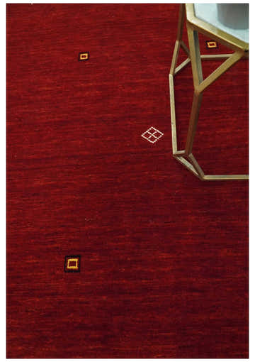 Solid Plain Maroon Geometrical Design Hand loom Custom made wool area Rug
