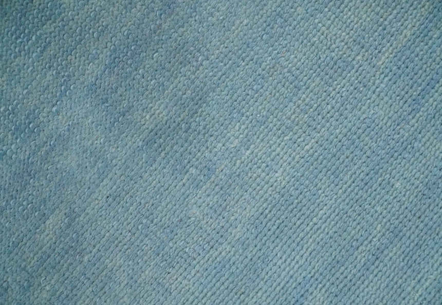 Solid Plane Blue Custom Made Modern Hand knotted wool Area Rug
