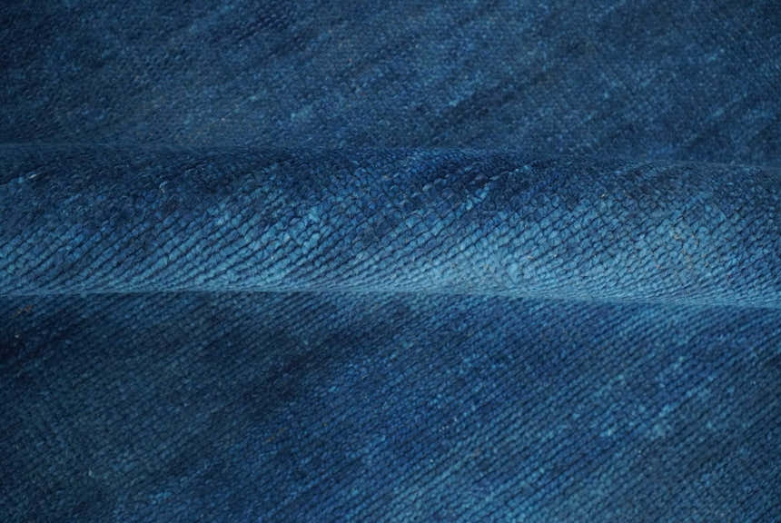 Solid Plane Blue Hand knotted Contemporary Custom Made wool Area Rug