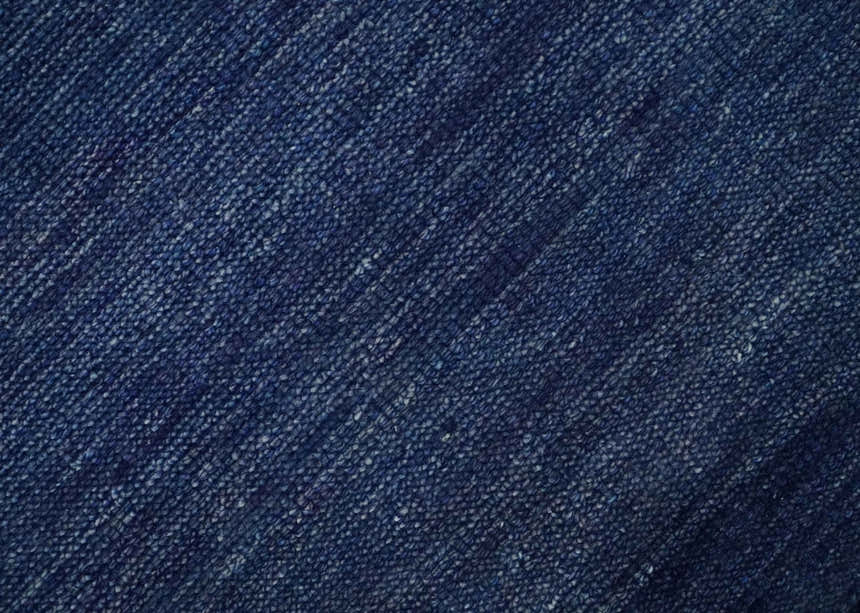 Solid Plane Navy Blue Hand knotted Modern Custom Made wool Area Rug