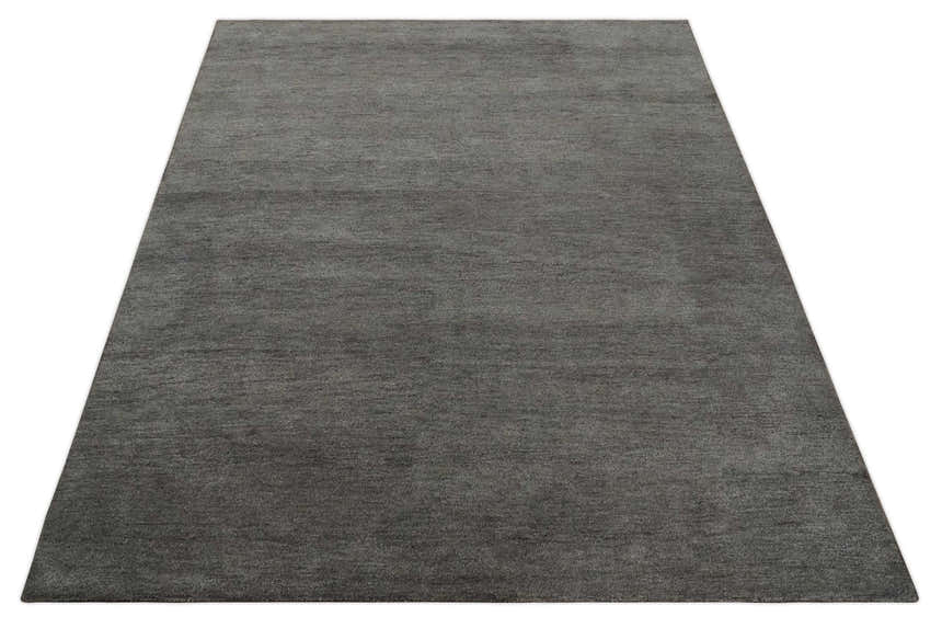 Solid Charcoal Woolen Hand Tufted contemporary area Rug