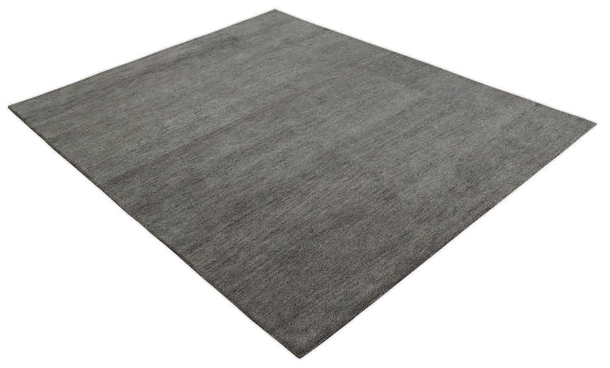 Solid Charcoal Woolen Hand Tufted contemporary area Rug