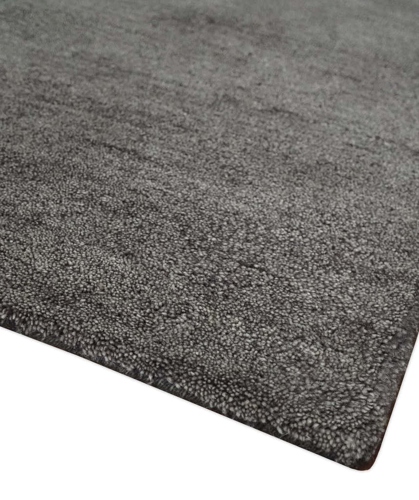Solid Charcoal Woolen Hand Tufted contemporary area Rug