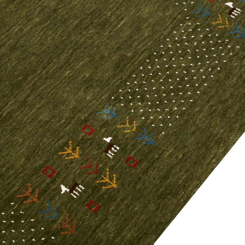 Solid with Border Patterns Hand Loomed Wool Area Rug