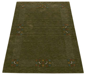 Solid with Border Patterns Hand Loomed Wool Area Rug