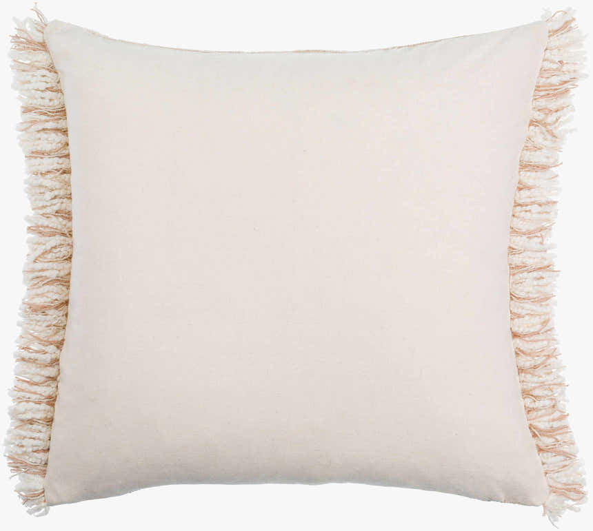 Padrin Tan Fringed Textured Stripe Updated Traditional Cotton Accent Pillow - Clearance
