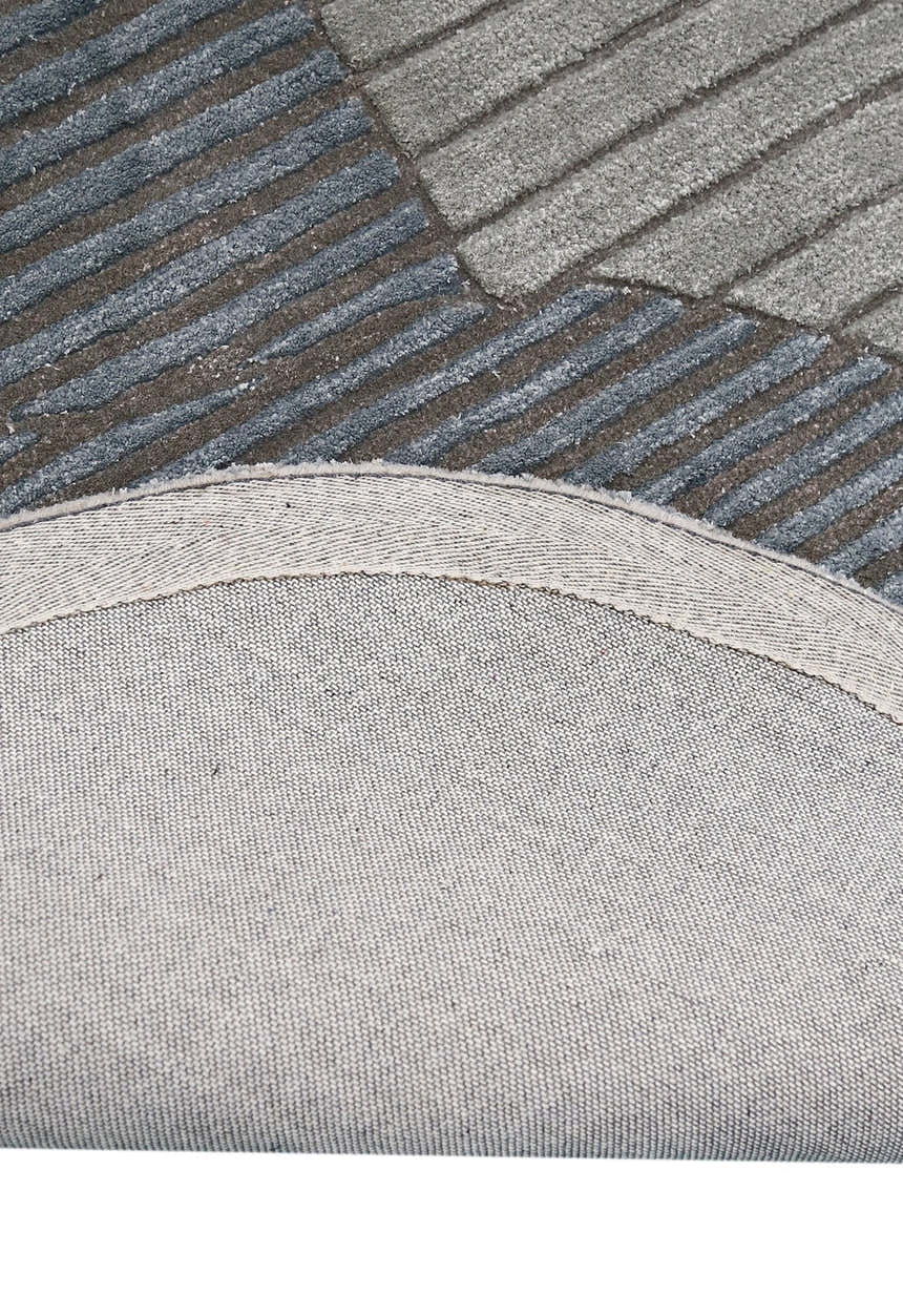 Stone Modern Gray And Silver Hand Tufted 5x7 Wool Area Rug