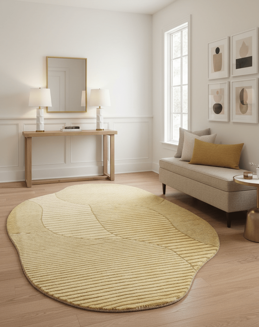 Stone Modern Style Yellow Hand Tufted 5x7 Wool Area Rug