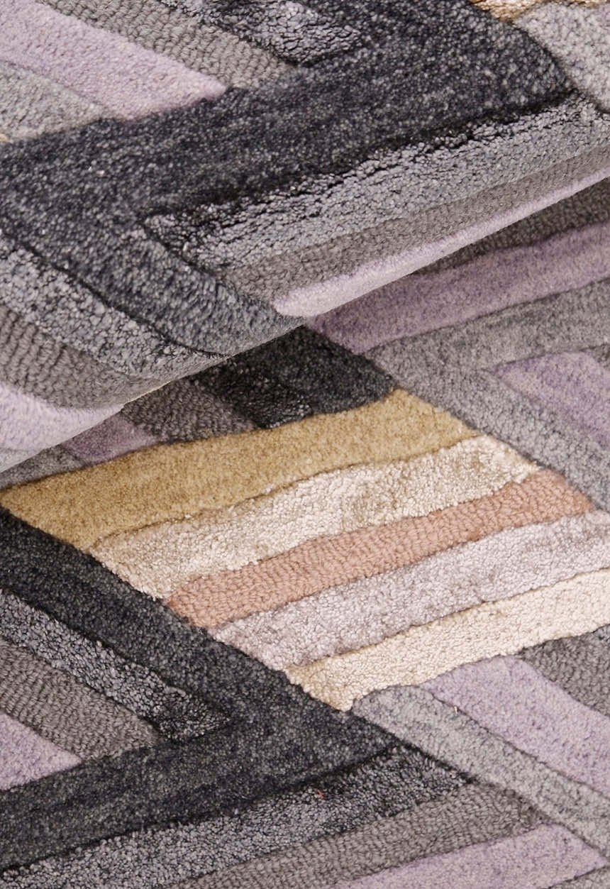 Stripes Pattern Gray Lilac Hand Tufted 4x6 Wool Area Rug