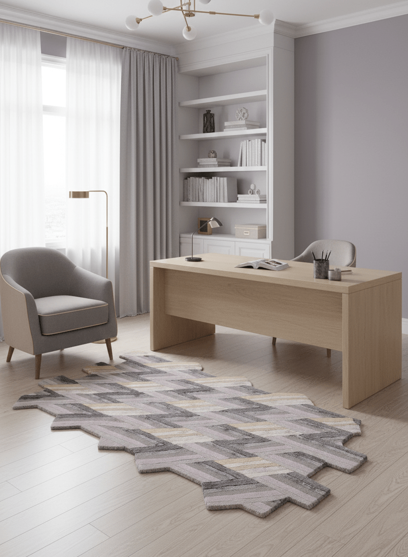 Stripes Pattern Gray Lilac Hand Tufted 4x6 Wool Area Rug