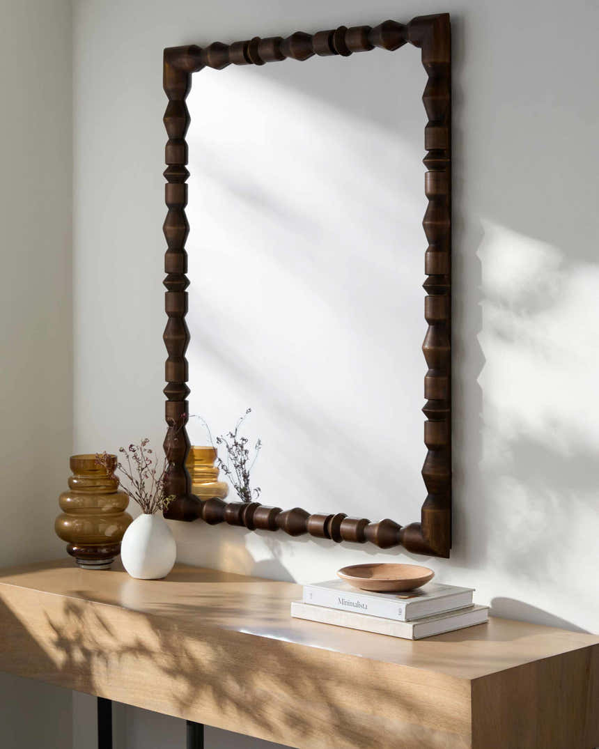 Wehai Dark Brown Wood Mirror