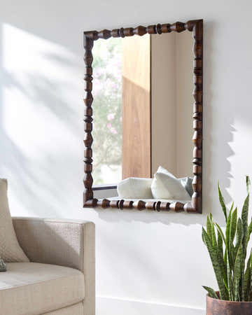 Wehai Dark Brown Wood Mirror