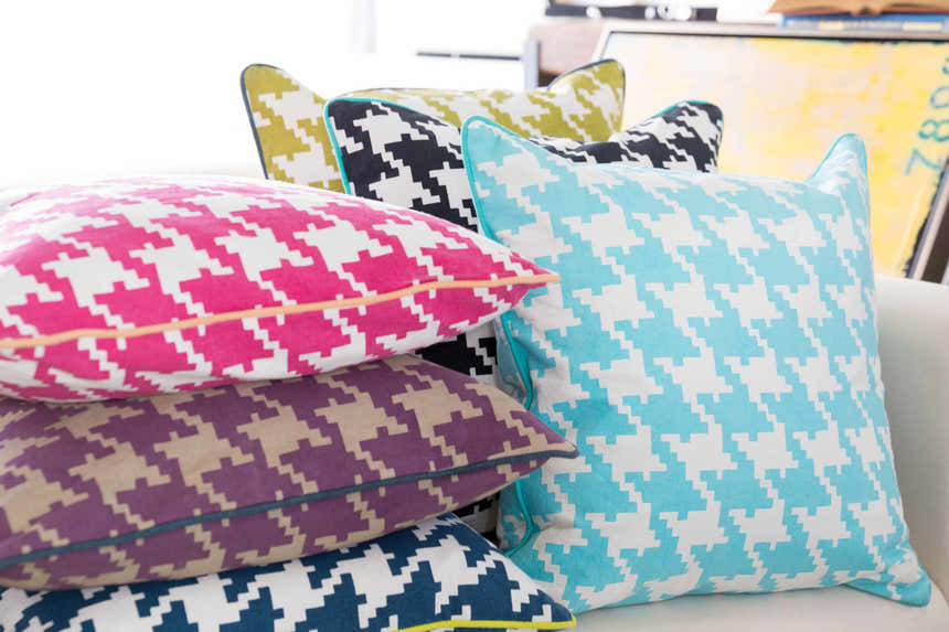 Yaroomba Yellow Houndstooth Throw Pillow - Clearance