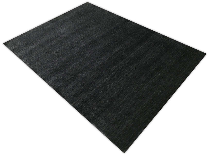 Terrain Hand Loomed Modern Charcoal Solid Design Wool Area Rug