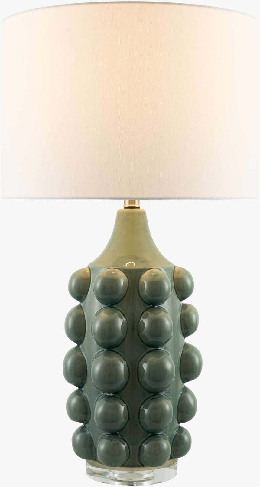 Dark Gray Modern Table Lamp with linen details for bedside or console tables