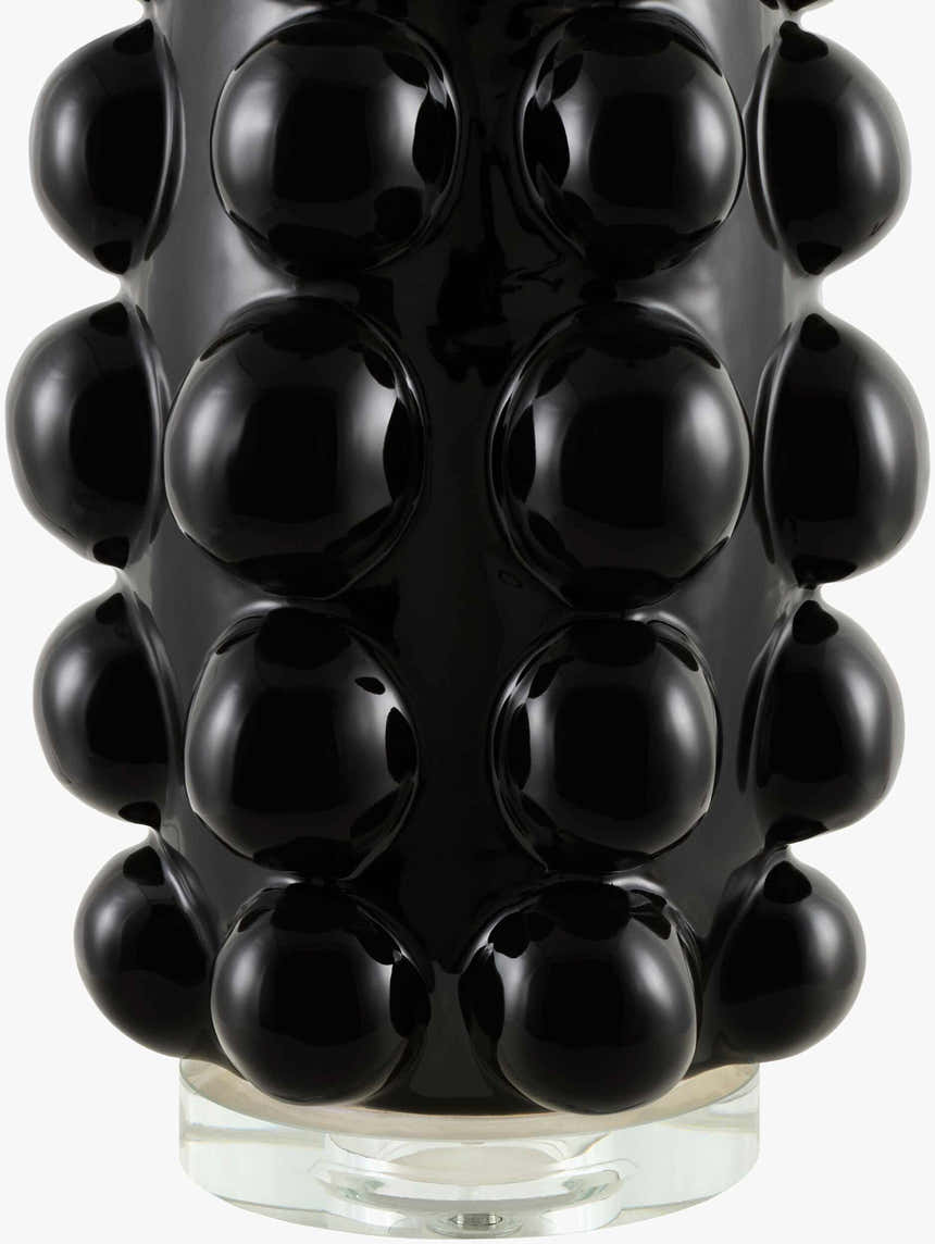 Charcoal Modern Table Lamp with linen details for bedside or console tables