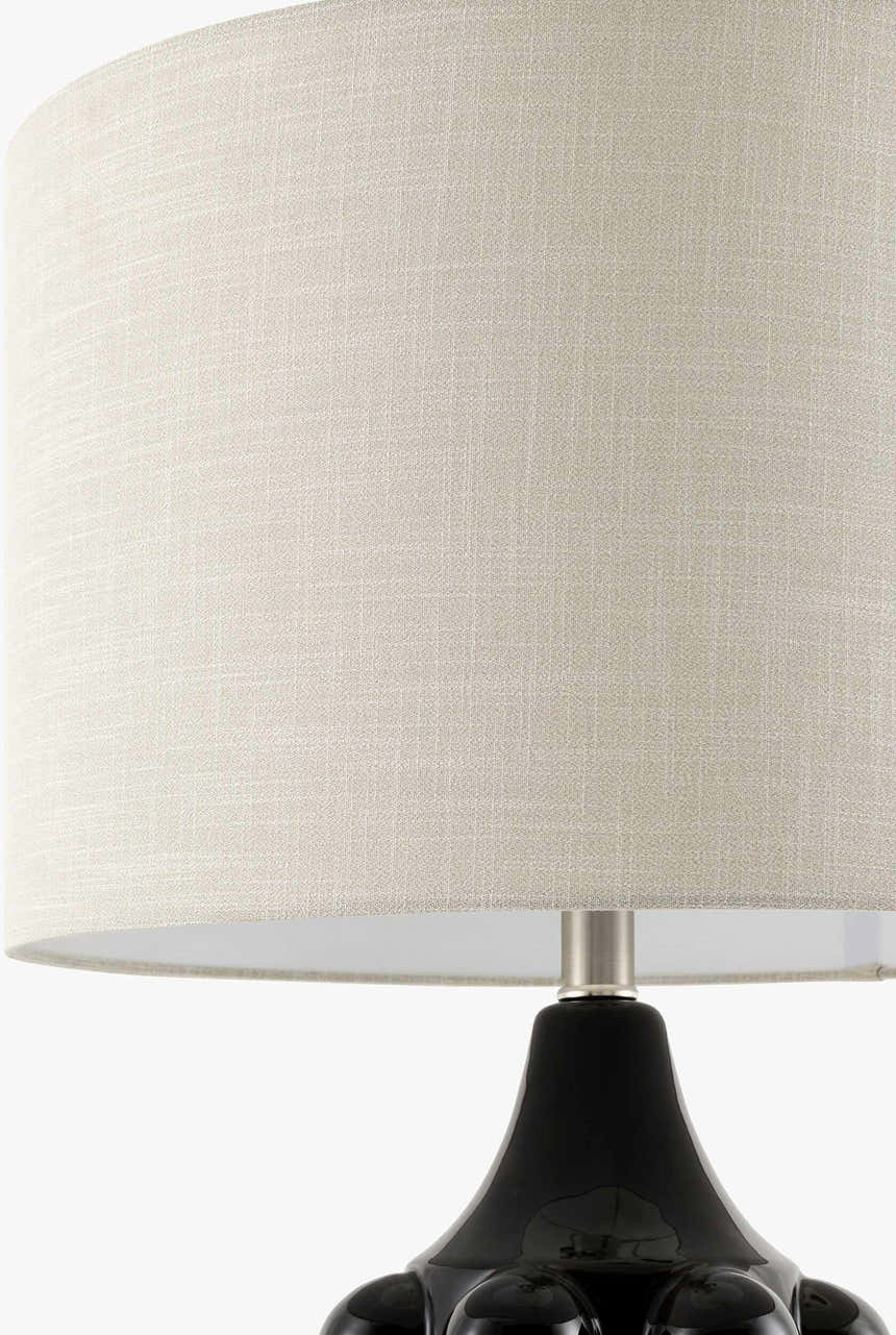 Charcoal Modern Table Lamp with linen details for bedside or console tables