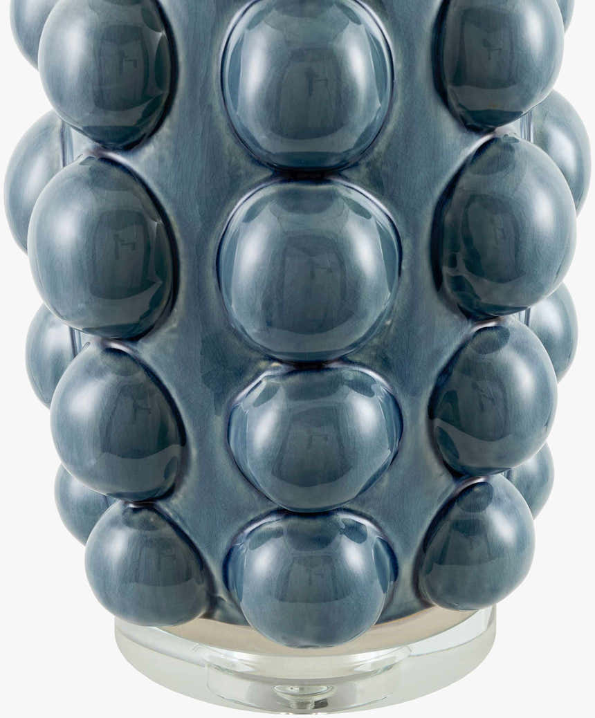 Aqua Blue Modern Table Lamp with linen details for bedside or console tables